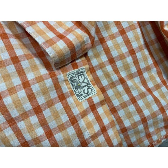 Levis Western Shirt Mens Large Pearl Snap Cowboy Country Retro Orange Plaid Stri - Picture 5 of 13